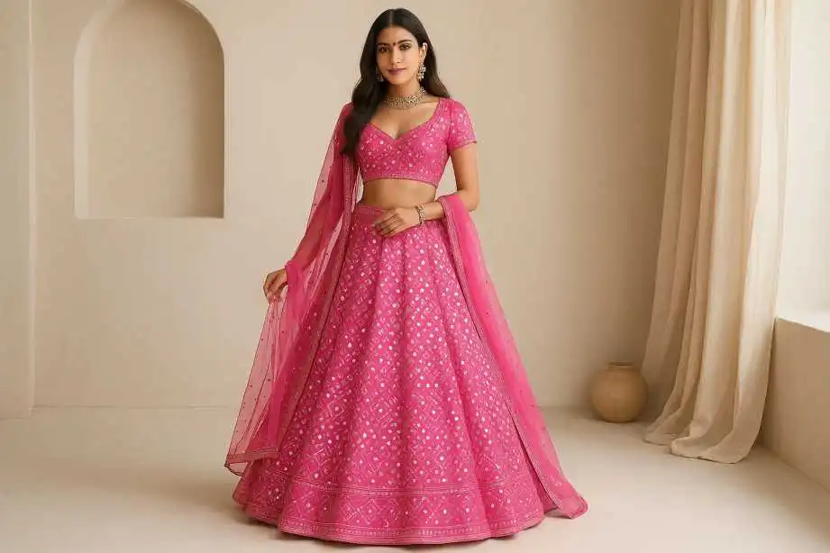 How to Style a Pink Mirror Work Lehenga for Any Occasion?