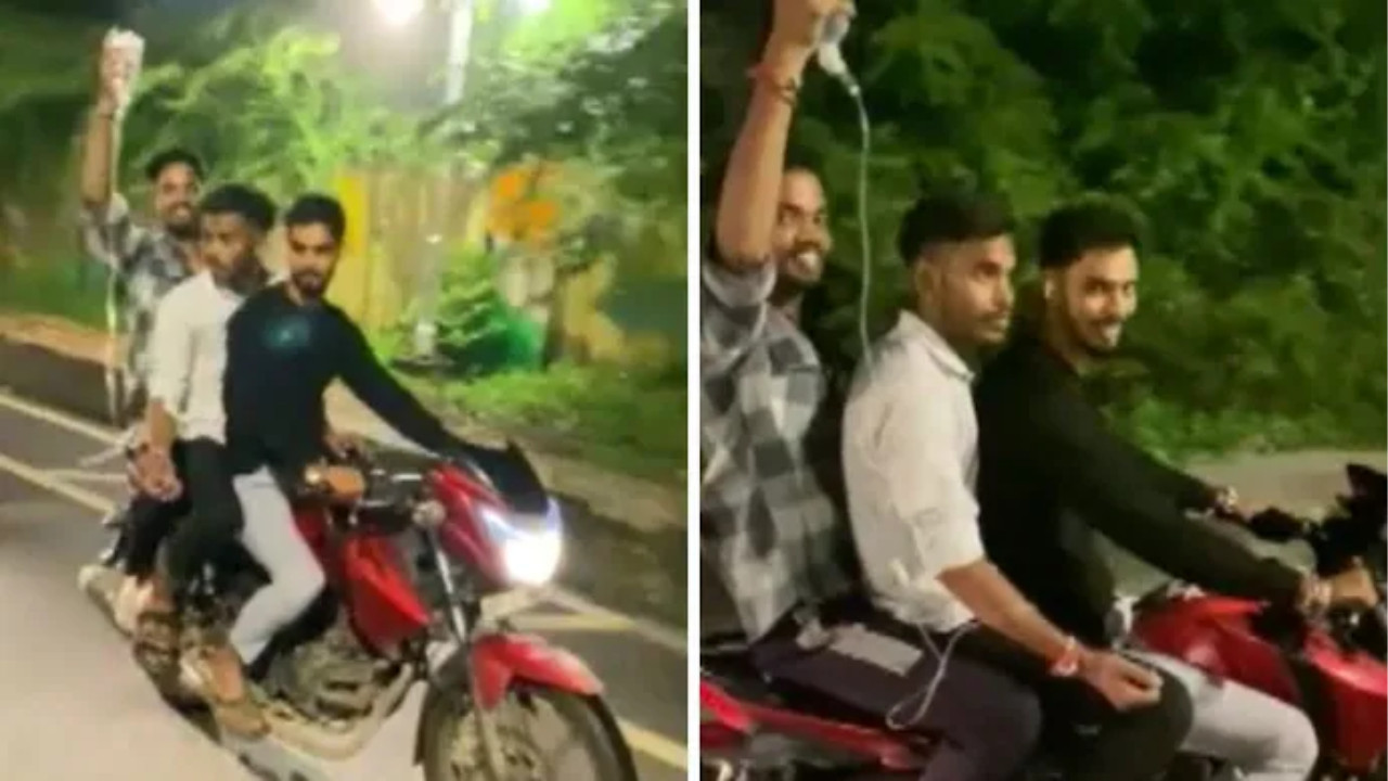  Gwalior Men Take Hospitalised Friend with IV Drip on Bike Ride, Video Goes Viral 