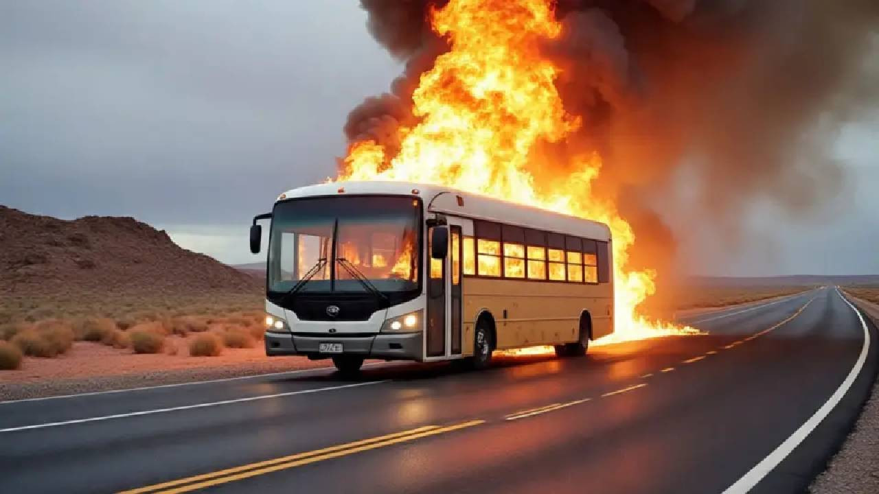  Video Tragic accident in Jaisalmer, massive fire in moving bus, 20 passengers dead...many injured 