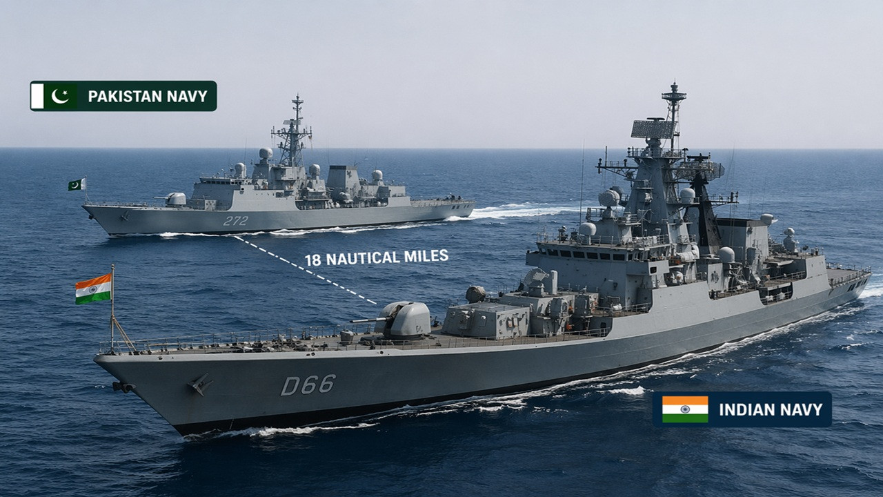  Indian and Pakistani Navies Come Unusually Close Near Hormuz, Rare Scene Captured 