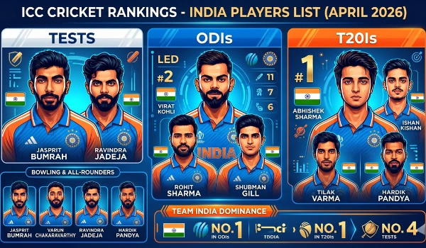 ICC Cricket Rankings India Players List 2026: Latest Top 10 Rankings