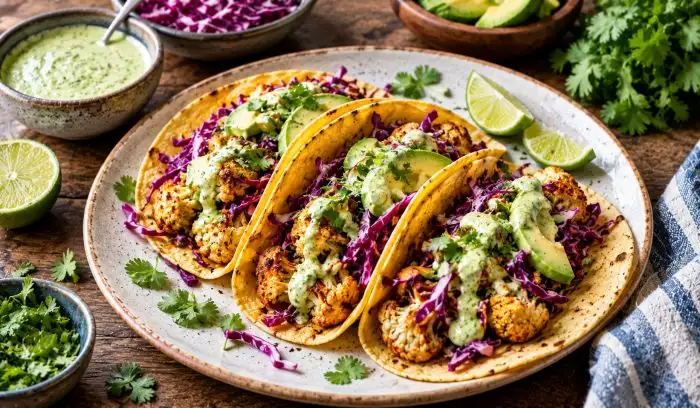 Roasted Cauliflower Tacos With Lime Sauce: Easy Vegetarian Recipe